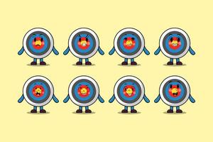 Set kawaii Archery target cartoon expressions vector