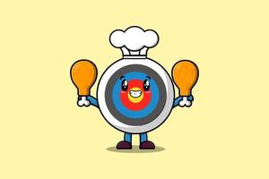 cartoon Archery target chef hold chicken thighs vector