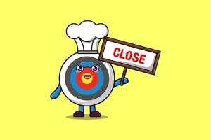 cartoon Archery target chef hold close sign board vector