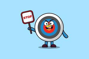 Cute Cartoon Archery target with stop sign board vector