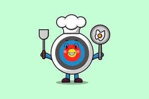 cartoon Archery target chef hold pan and spatula vector