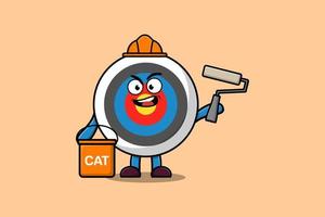 Cute cartoon Archery target as a builder painting vector