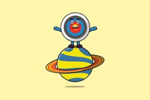 Cute cartoon Archery target standing in planet vector