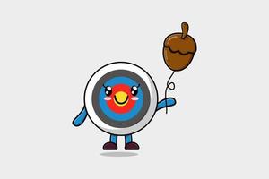 Cute cartoon Archery target floating with acorn vector