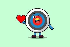 Cute cartoon Archery target holding big red heart vector