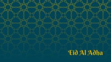 gráfico vectorial de fondo eid al adha, fondo islámico, color de fondo verde azulado, color dorado del patrón eid adha puede usarlo para pancarta, diseño, papel tapiz foto