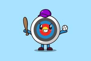 Cute cartoon Archery target playing baseball vector