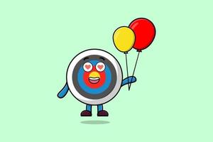 Cute cartoon Archery target floating with balloon vector