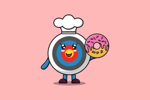 rosquillas de personaje de chef de destino de tiro con arco de dibujos animados lindo vector