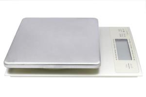 side view of digital kitchen scale isolated on white background with clipping path inside photo