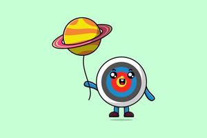 Cute cartoon Archery target floating with planet vector