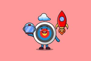 Cute mascot cartoon Archery target as astronaut vector