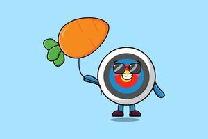 Cute cartoon Archery target floating with carrot vector