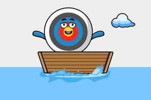 cute cartoon Archery target character get on boat vector