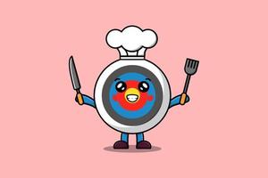 cartoon Archery target chef holding knife and fork vector