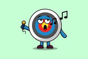 Cute cartoon Archery target singer holding mic vector