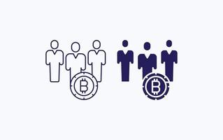 usuarios de bitcoin, icono de vector de agencias de criptomonedas