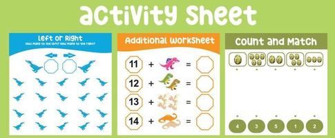 3 in 1 Activity sheet for children. Educational printable sheet for children vector