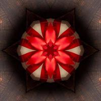Square dimensional abstract kaleidoscope background. Beautiful multicolor kaleidoscope texture. Unique kaleidoscope design. with base color red surrounded by brown photo