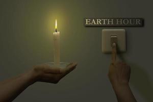 hands holding candles for earth hour photo