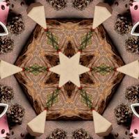 Abstract kaleidoscope background with square dimensions. Beautiful multicolor kaleidoscope texture.  with a brown base color with a little extra pink, green and red photo