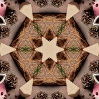 Abstract kaleidoscope background with square dimensions. Beautiful multicolor kaleidoscope texture.  with a brown base color with a little extra pink, green and red photo