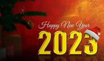 happy new year 2023 with christmas ornament photo