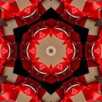 Square dimensional abstract kaleidoscope background. Beautiful multicolor kaleidoscope texture. Unique kaleidoscope design. with a base color of red and a little extra light brown photo