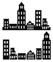 ilustraciones de conjuntos de vectores de construcción de una silueta de estructuras de la ciudad en contornos debajo de diferentes desarrollos se utilizan en contornos urbanos de gran altura y baja altura