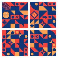 conjunto de portada patrón geométrico de ilustración con elementos básicos de diseño de arte pop. colección de folletos, carteles, pancartas, volantes y tarjetas. vector