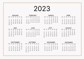 classic monthly calendar for 2023. A calendar in the style of minimalism of a square shape. Calendar template. vector