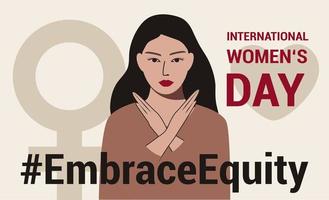 la mujer internacional es el día. abrazar la equidad mujeres en liderazgo, empoderamiento de la mujer, conceptos de igualdad de género. multitud de mujeres de diversas edades, razas y ocupaciones. banner horizontal vectorial vector