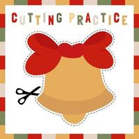 Education game for children cutting practice printable Christmas worksheet vector
