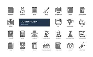 journalism news press media newspaper detailed thin line outline icon set. simple vector illustration