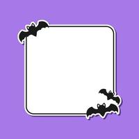 Square Bat border frame. Simple minimal Halloween theme frames vector