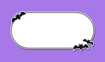 Bat long rounded border frame name tag sticker template. Halloween theme frames vector