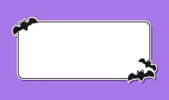 Bat rectangle simple border frame template. Halloween theme frames vector