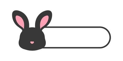 Cute abstract rabbit with heart nose silhouette name tag template vector