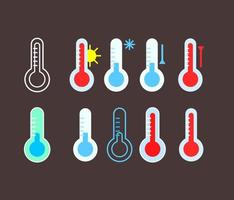 termómetro, temperatura, iconos, vector, conjunto vector