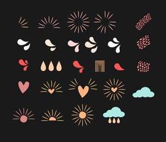 Abstract shape elements with trendy modern hand drawn set vector