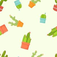 cacti in pots pattern vector