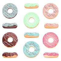 conjunto de dulces de donuts de colores vector