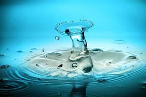 splash of water on a blue background photo