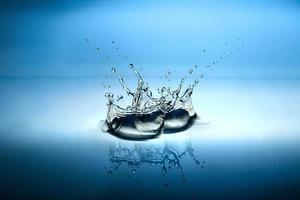 splash of water on a blue background photo