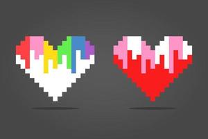 8 bit pixel love.Heart icon in vector illustration for game icon.