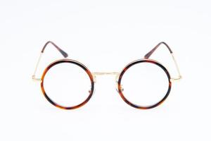 A spectacles two tone color frames on white background. photo