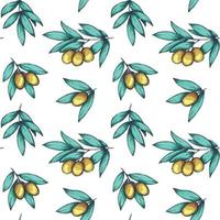 Vector seamless pattern. Hand drawn olive branches.
