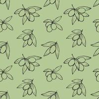 Vector seamless pattern. Hand drawn olive branches.