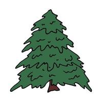 clipart dibujado a mano del árbol de navidad. garabato de abeto. elemento único para tarjeta, impresión, web, diseño, decoración vector