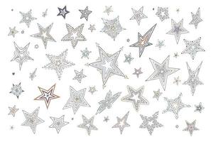 Vector hand drawn star clipart. Doodle set for print, web, greeting card, design, decor